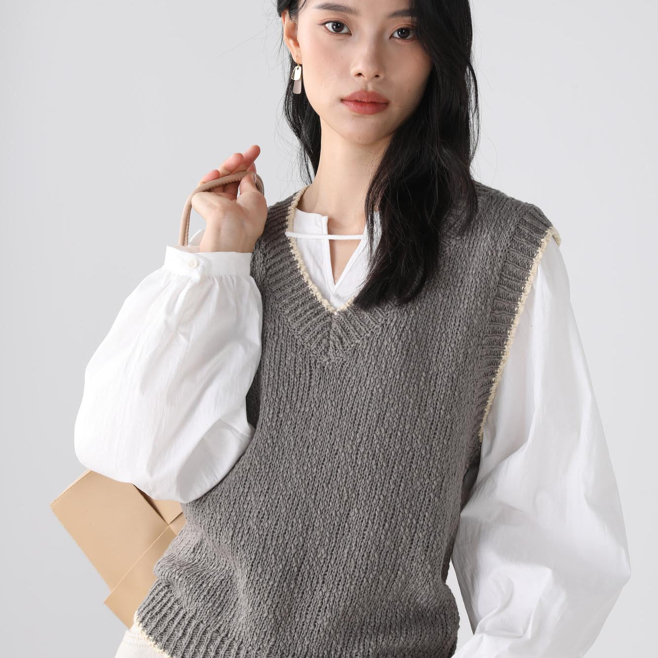 Evie knit gray vest top